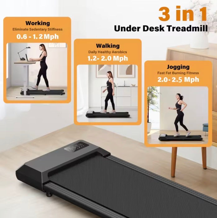 Treadmill, 2.5 HP Motor, Non-Slip Shock Absorption, Mini Walking Pad with Remote Control – Ideal for Home Office